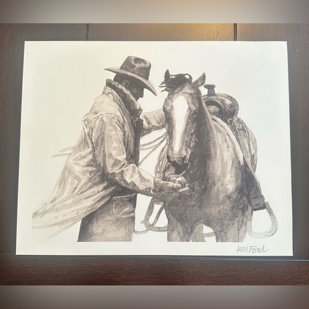 Partner Marlboro Man W. H Ford artist Western Cowboy and Horse Art Print